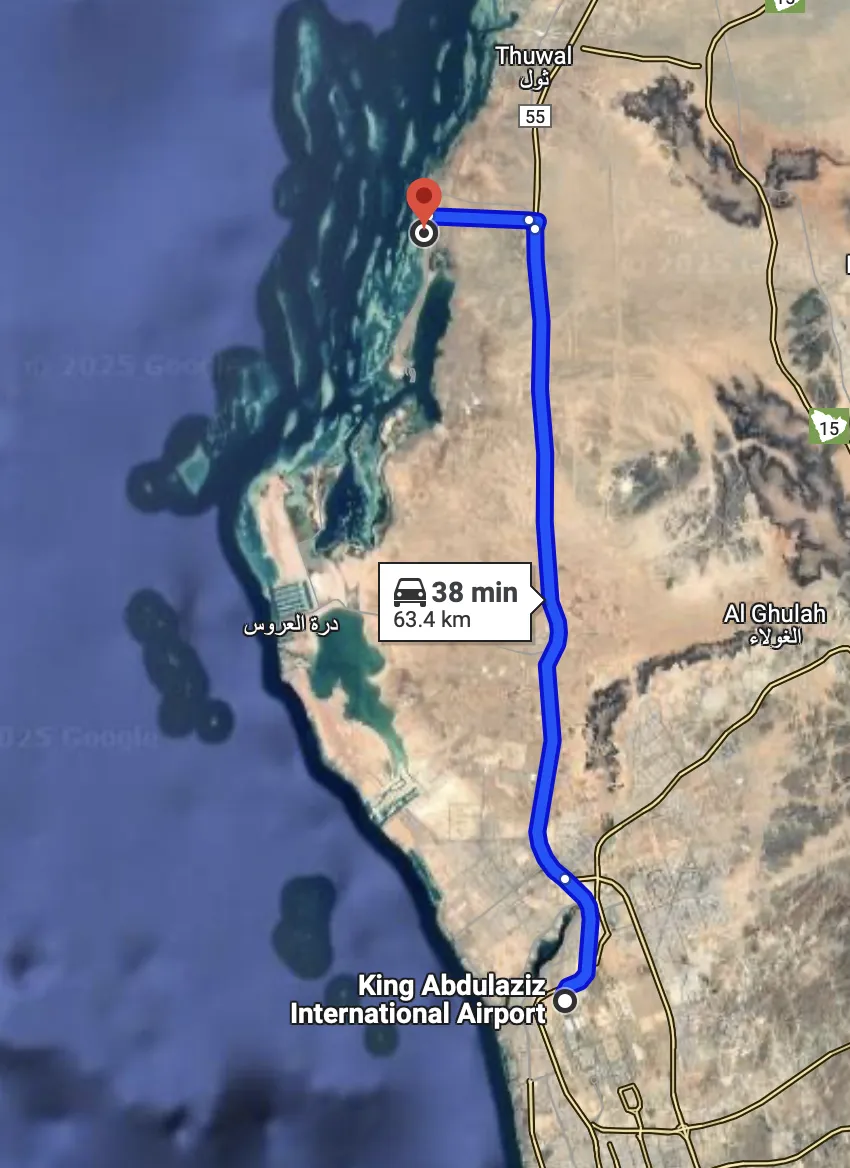 Google Maps drive time to hotel from airport.